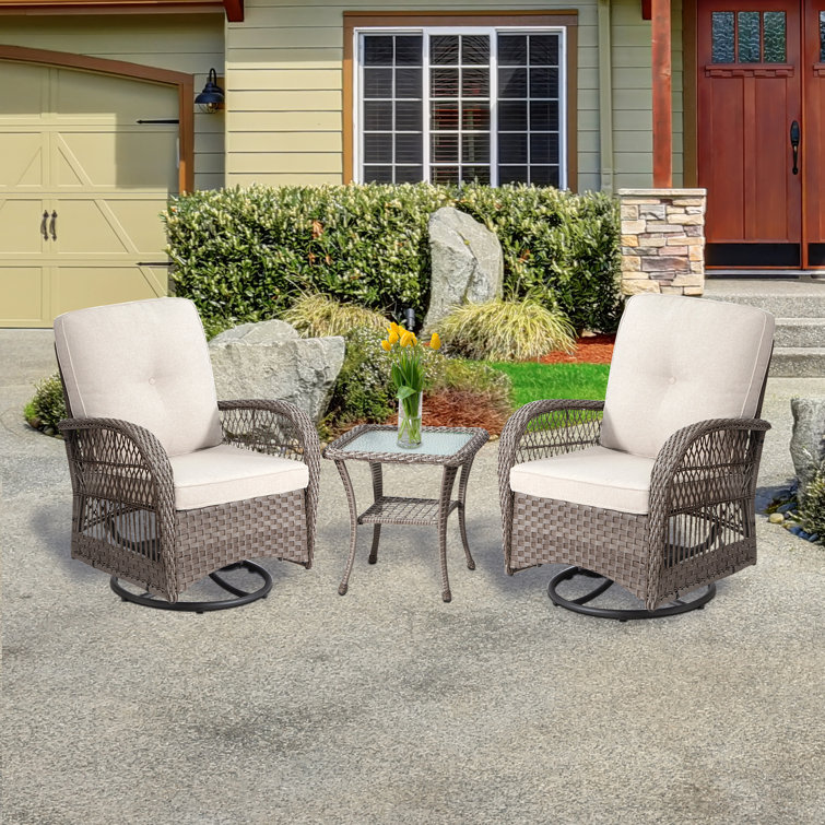 Winston Porter 2 Person Outdoor Seating Group with Cushions